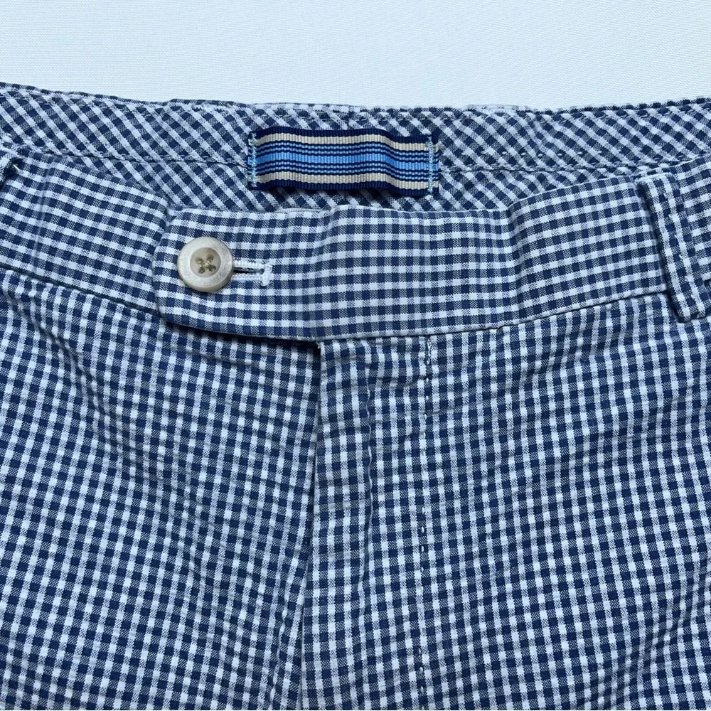 Peter Millar Seersucker Shorts Mens Size 34 Blue Checked 8.5” Inseam        READ